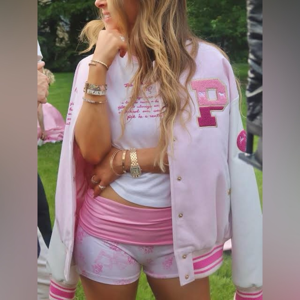 PINK X LoveShackFancy Cotton Foldover Micro Shorts S - Picture 2 of 14